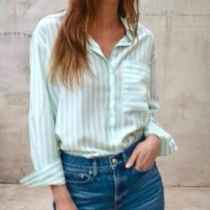 AYR The Plunge Pool Button Down Mint Green Top
